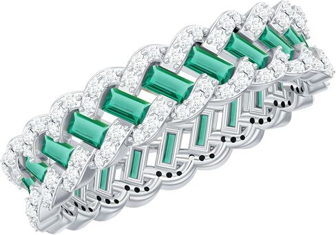 خاتم زفاف زمرد معتمد من مختبر النمو مع المويسانتي، جودة AAAA، خاتم زفاف زمردي (مثالي للهدايا) in Kuwait