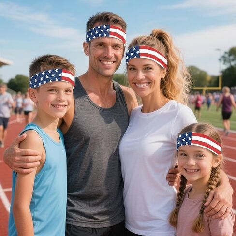 Stars Stripes Yoga Sports Headbands for Men Elastic Non-Slip Headbands Workout Running Hair Bands Sports Bandage for Men 4th of July in Saudi Arabia