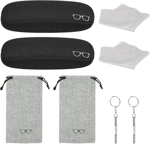 PATIKIL Hard Shell Glasses Case, Eyeglasses Cases Kit Linen Fabri for Women Men Eyeglasses Sunglasses Storage in Saudi Arabia