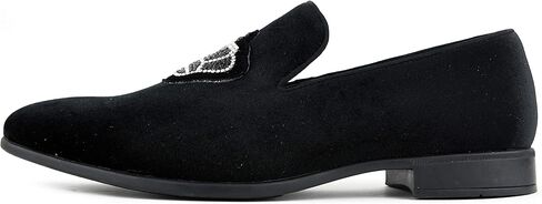 Amali Crown - Velvet Men’s Slip-On Shoes with Jewelry Crown Piece - Smoking Slip On Dress Shoes for Men - Velvet Formal Loafers for Men - The Original Smoking Men Tuxedo Dress Shoe in Kuwait
