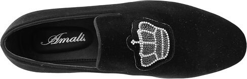 Amali Crown - Velvet Men’s Slip-On Shoes with Jewelry Crown Piece - Smoking Slip On Dress Shoes for Men - Velvet Formal Loafers for Men - The Original Smoking Men Tuxedo Dress Shoe in Kuwait