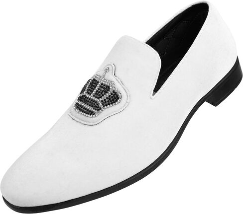 Amali Crown - Velvet Men’s Slip-On Shoes with Jewelry Crown Piece - Smoking Slip On Dress Shoes for Men - Velvet Formal Loafers for Men - The Original Smoking Men Tuxedo Dress Shoe in Kuwait