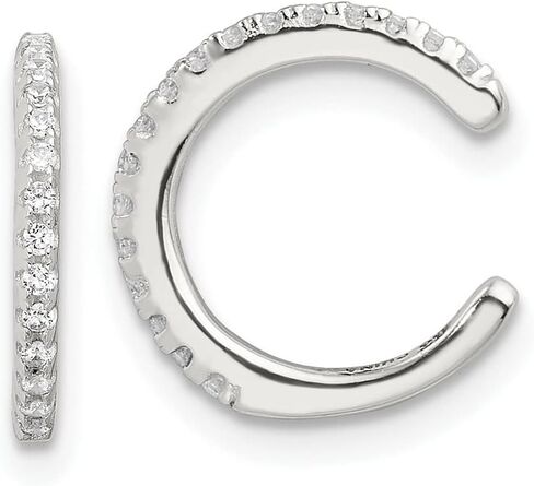 925 Sterling Silver E-Coating Polished Cubic zirconia Pair of 2 Cuff Earrings in Saudi Arabia
