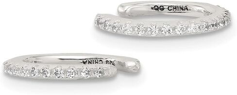 925 Sterling Silver E-Coating Polished Cubic zirconia Pair of 2 Cuff Earrings in Saudi Arabia
