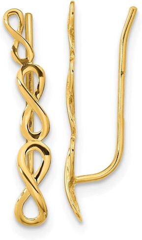 14K Yellow Gold Infinity Ear Climber Earrings (L-22 mm, W-3.6 mm) in Saudi Arabia