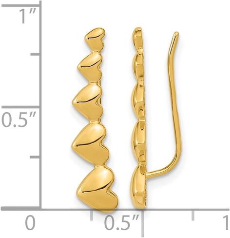 14K Yellow Gold Heart Polished Ear Climber Earrings in Saudi Arabia