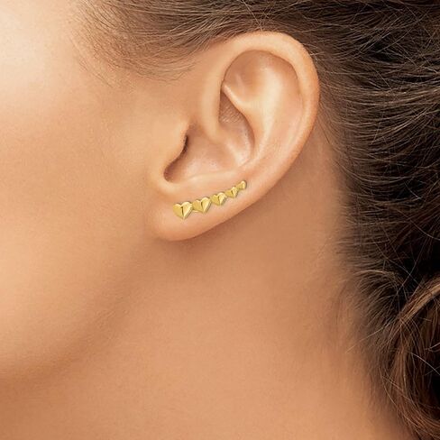 14K Yellow Gold Heart Polished Ear Climber Earrings in Saudi Arabia
