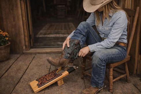 CHALLENGER Western Handcrafted Antique Floral Tooled Wooden Boot Jack 30Bootjack in Saudi Arabia