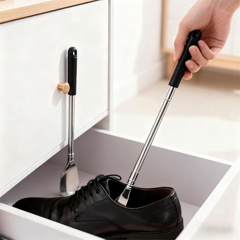 Telescopic Long Handle Shoe Horn, Adjustable from 15 to 37 Inches - Lightweight Aluminum Alloy Aid for Seniors, Men & Women - Effortless Shoe Helper for Those with Back Pain, Mobility Issues in Saudi Arabia