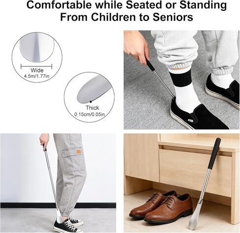 Telescopic Long Handle Shoe Horn, Adjustable from 15 to 37 Inches - Lightweight Aluminum Alloy Aid for Seniors, Men & Women - Effortless Shoe Helper for Those with Back Pain, Mobility Issues in Saudi Arabia