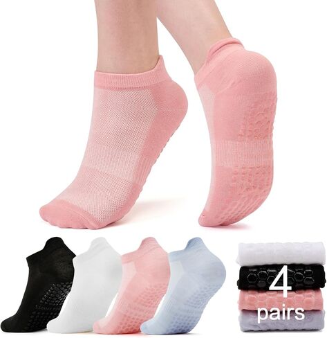 Pilates Grip Socks for Women Non Slip Breathable Ankle Socks for Yoga, Barre, and Fitness in Saudi Arabia