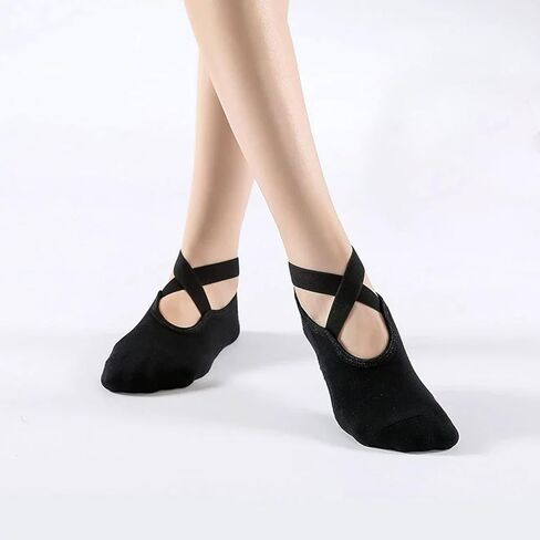 Non-Slip Yoga Socks for Women – 2 Pack with Grips and Straps – Perfect for Pilates, Barre, Ballet, Dance, and Barefoot Workouts in Saudi Arabia