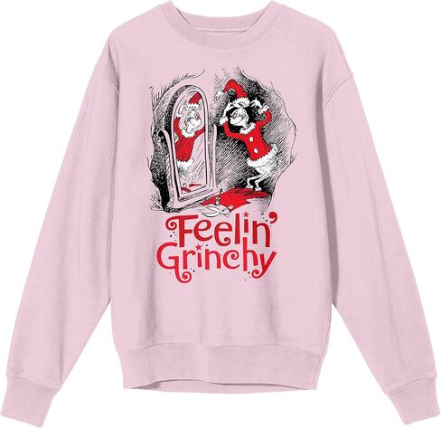 سويت شيرت Bioworld The Grinch Feelin' Grinch Adult Cradle Pink برقبة دائرية وأكمام طويلة in Kuwait