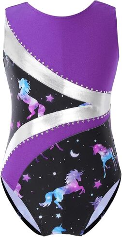 Gymnastics Leotards Children Gymnastics Leotard for Girls Kids Sleeveless Shiny Rhinestone Tutu Ballet Dance Leotard Bodysuit Ice Skating Jumpsuit(Black,16) in Saudi Arabia