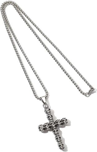 Stainless Steel Skull Cross Pendant Necklace in Saudi Arabia
