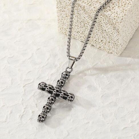 Stainless Steel Skull Cross Pendant Necklace in Saudi Arabia