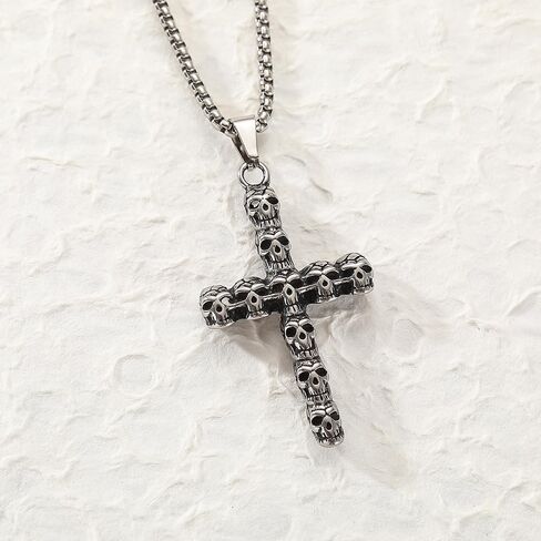 Stainless Steel Skull Cross Pendant Necklace in Saudi Arabia