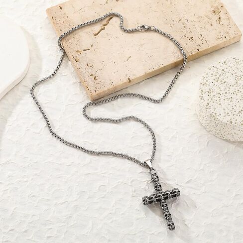 Stainless Steel Skull Cross Pendant Necklace in Saudi Arabia