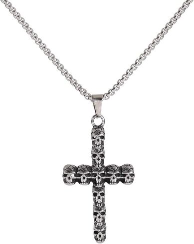 Stainless Steel Skull Cross Pendant Necklace in Saudi Arabia