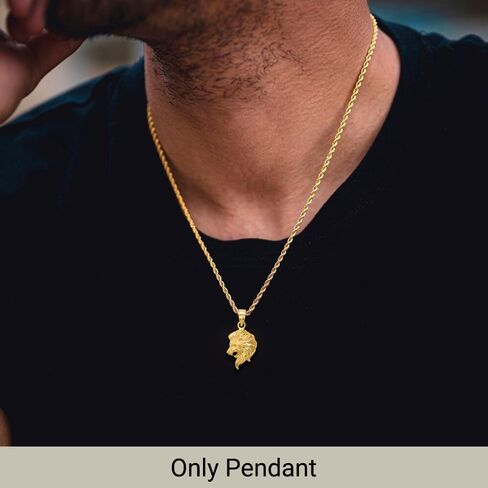 Diamond2Deal 14k Yellow Gold Brushed Diamond-cut Lion Head Pendant in Saudi Arabia
