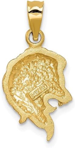 Diamond2Deal 14k Yellow Gold Brushed Diamond-cut Lion Head Pendant in Saudi Arabia