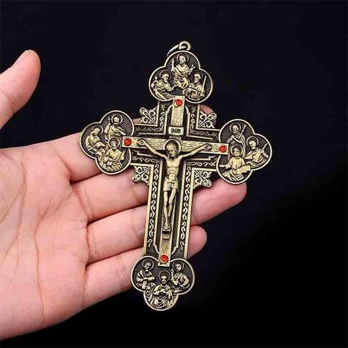 Religious Crucifix Christian Jewelry Cross Pendant Saint Benedict Cross Pattern Pendant Pendant Necklace 120 * 90mm in Saudi Arabia