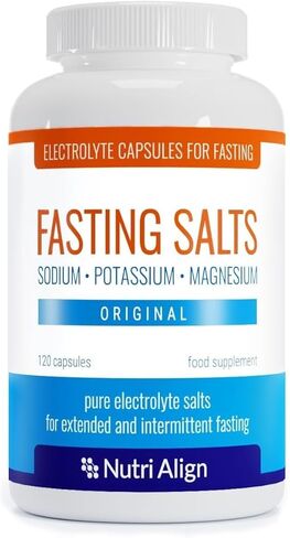 Fasting Salts Capsules: Pure Electrolytes for Fasting. Sodium, Potassium, Magnesium, Phosphorus. Fasting Electrolytes Supplement from Nutri-Align Fasting Range. 120 Capsules. in Saudi Arabia