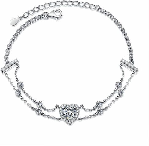 14K White Gold Over S925 Sterling Silver 1ct Heart Cut D-color VVS1 Diamond Bracelet, Elegant Statement for Women in Ant Occasion in Saudi Arabia