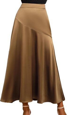 CUPSHE Women's Satin Midi Skirts A Line High Waisted Flowy Elegant Long Skirt Casual Vacation Outfits in Saudi Arabia