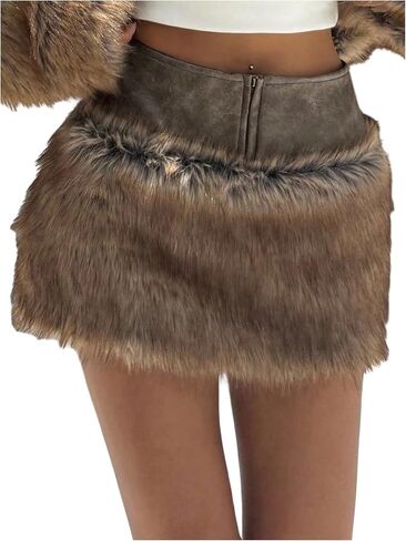 تنانير نسائية صغيرة من الفرو الصناعي Y2K بسحاب، تنورة للحفلات الليلية والخروج in Kuwait