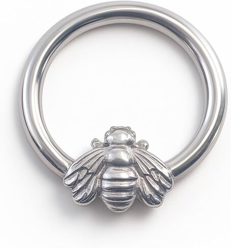 Titanium Implant Grade Cartilage Earring & Nose Ring, Whimsical Bee Design Hinged Clicker Hoop, 16G 18G 8mm 10mm for Cartilage, Septum, Helix Piercing, Nickel-Free(silver) in Saudi Arabia
