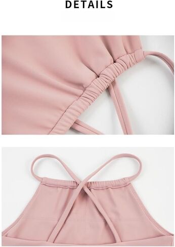 Halter Neck Sports Bra and Shorts Set, Moisture Wicking Quick Dry, Yoga Fitness Running Activewear with Removable Pads in Saudi Arabia