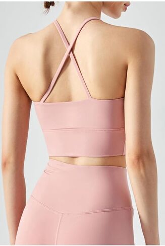 Halter Neck Sports Bra and Shorts Set, Moisture Wicking Quick Dry, Yoga Fitness Running Activewear with Removable Pads in Saudi Arabia