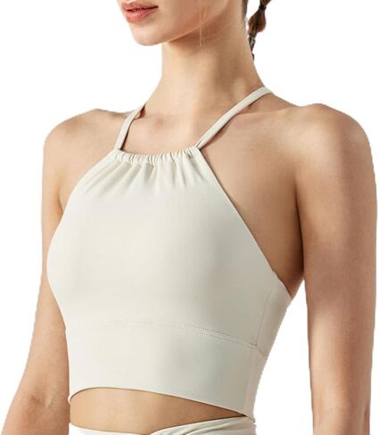 Halter Neck Sports Bra and Shorts Set, Moisture Wicking Quick Dry, Yoga Fitness Running Activewear with Removable Pads in Saudi Arabia