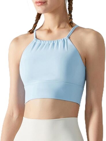 Halter Neck Sports Bra and Shorts Set, Moisture Wicking Quick Dry, Yoga Fitness Running Activewear with Removable Pads in Saudi Arabia