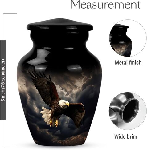 Black Eagle Fly Urns for Human Ashes Adult Male - Small Keepsake Urn for Human Ashes Adult Women - Funeral Mini Cremation Urns for Mom and Dad 3Inch in Saudi Arabia