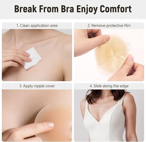 2PCS Women's Nipple Covers - Reusable silicone invisible nipple covers, comes with travel storage box in Saudi Arabia