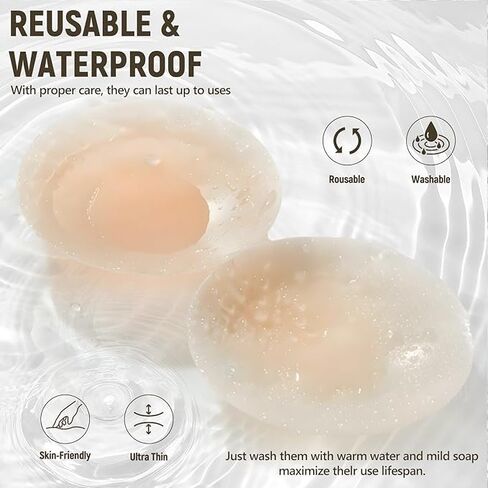 2PCS Women's Nipple Covers - Reusable silicone invisible nipple covers, comes with travel storage box in Saudi Arabia