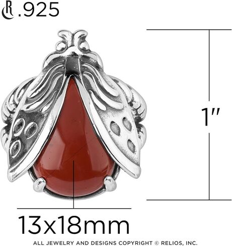 American West Jewelry Sterling Red Jasper Ladybug Ring Size 5 to 10 in Saudi Arabia