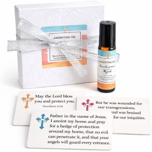 2026 New Year Home Blessing Kit – Frankincense & Myrrh Anointing Oil Roll-On for Prayer and Spiritual Renewal | Includes 3 Scripture Prayer Cards – The Treasured Oil Shop in Saudi Arabia