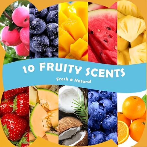 زيت عطري فاكهي لصنع الشموع والصابون، زيوت هولاماي العطرية الفاخرة 10 مل × 10 - مجموعة زيوت جوز الهند والفراولة والمانجو والأناناس والروائح الصيفية in Saudi Arabia
