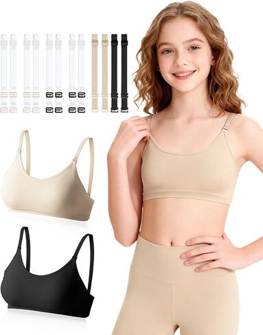 Seamless Dance Bra for Big Girls, Comfort Flex Fit Back Buckle Training Bras with Clear Straps in Saudi Arabia