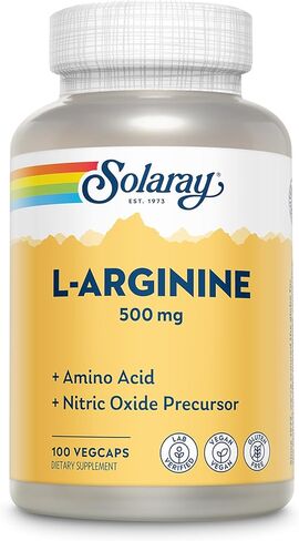 SOLARAY L-Arginine 500 mg, Nitric Oxide Supplement, Endurance, Energy, Heart Health Support, 100 Servings, 100 VegCaps in Saudi Arabia
