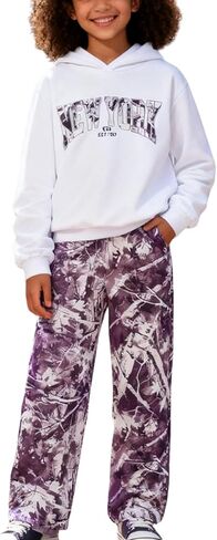 Girls Clothes 2 Piece Hoodie Sweatshirt & Work Camo Pants Girls Fall Winter Outfit for Teen Tween Size 7-14 Years in Saudi Arabia