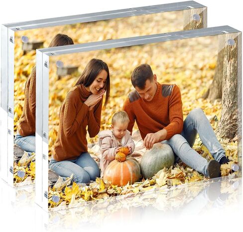JOHOUSE 2 حزمة 5 × 7 إطارات صور أكريليك، إطارات صور مغناطيسية مزدوجة الجوانب ذاتية الوقوف بدون إطار شفافة لهدايا عرض سطح المكتب للنساء in Kuwait