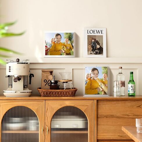 إطار صورة أكريليك مقاس 4 × 6، إطارات صور مغناطيسية دوارة شفافة لديكور المنزل والمكتب وعرض هدايا عيد ميلاد الزفاف، إطار صور مزدوج الجوانب، قطعة واحدة in Kuwait