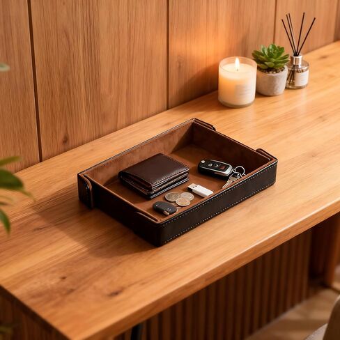 Valet Tray Desktop Storage Organizer Catchall Tray for Jewelry, Wallets, Watches, Keys, Coins, Phones, Glasses - Perfect for Nightstand, Desktop, Entryway table in Saudi Arabia