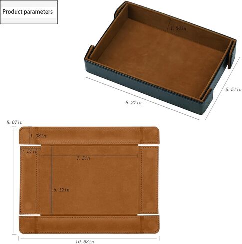 Valet Tray Desktop Storage Organizer Catchall Tray for Jewelry, Wallets, Watches, Keys, Coins, Phones, Glasses - Perfect for Nightstand, Desktop, Entryway table in Saudi Arabia