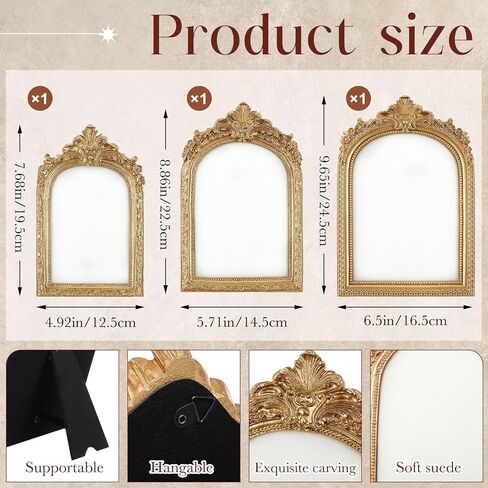 3 Pcs Gold Jewelry Display Stands Vintage Jewelry Holder Baroque Necklace Organizer Earring Tray Frame Resin Photography Props with Velvet Backing Gifts for Women in Saudi Arabia