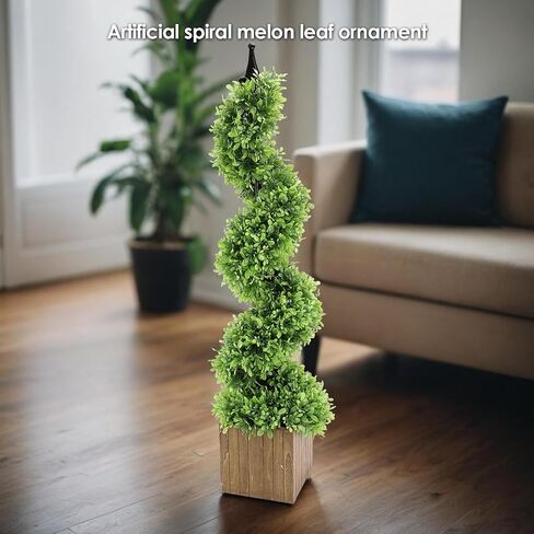 2.8FT Artificial Boxwood Spiral Topiary Tree Faux Plant Outdoor, All-Year Green Fake Plant for Outdoor Indoor Porch Garden Decoration in Saudi Arabia